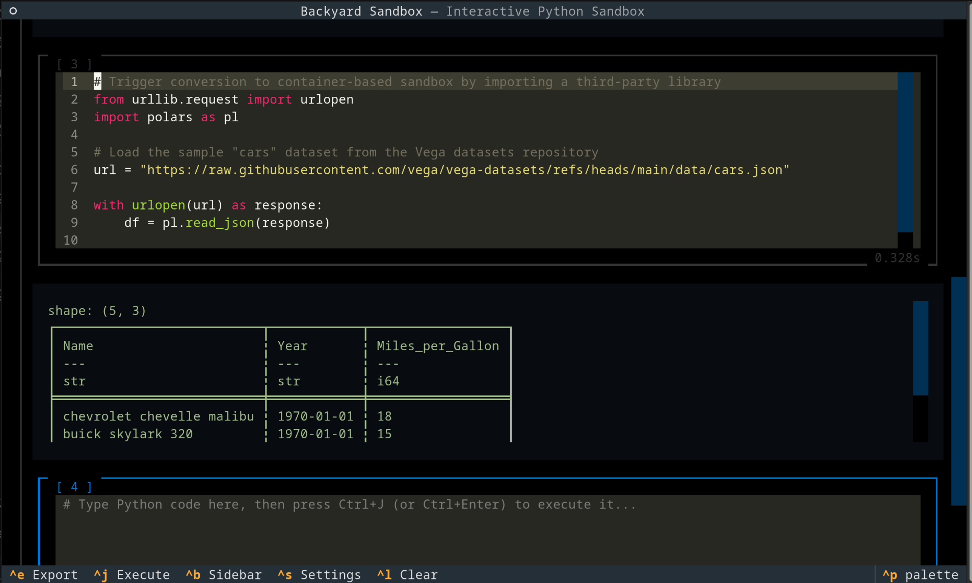TUI showing collapsed sidebar